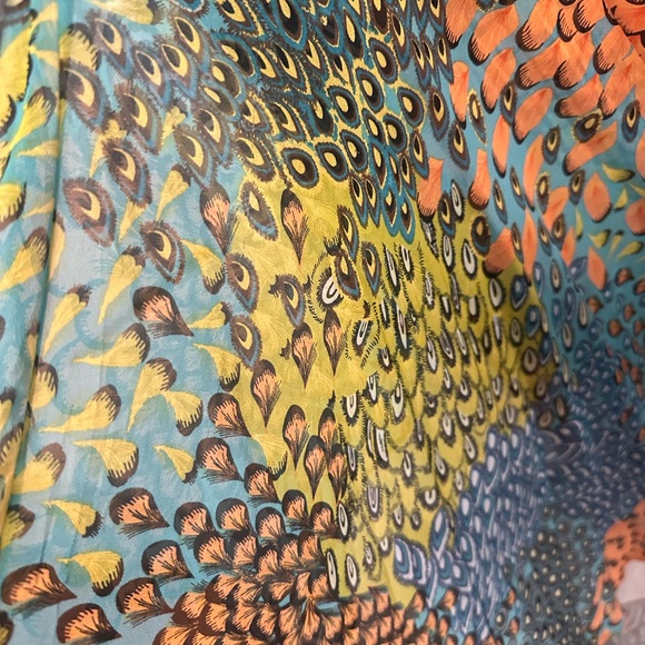 EUC BCBG MAX AZRIA Peacock pattern Hi-Low Dress 2006 Size 8 - Picture 11 of 16